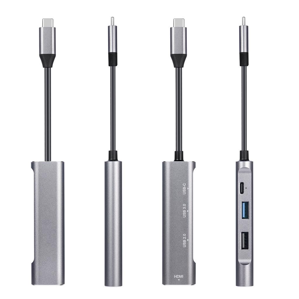 Grey USB C Hub USB-C Type C to 4K HDMI USB 3.0 2.0 PD Port for MacBook Pro