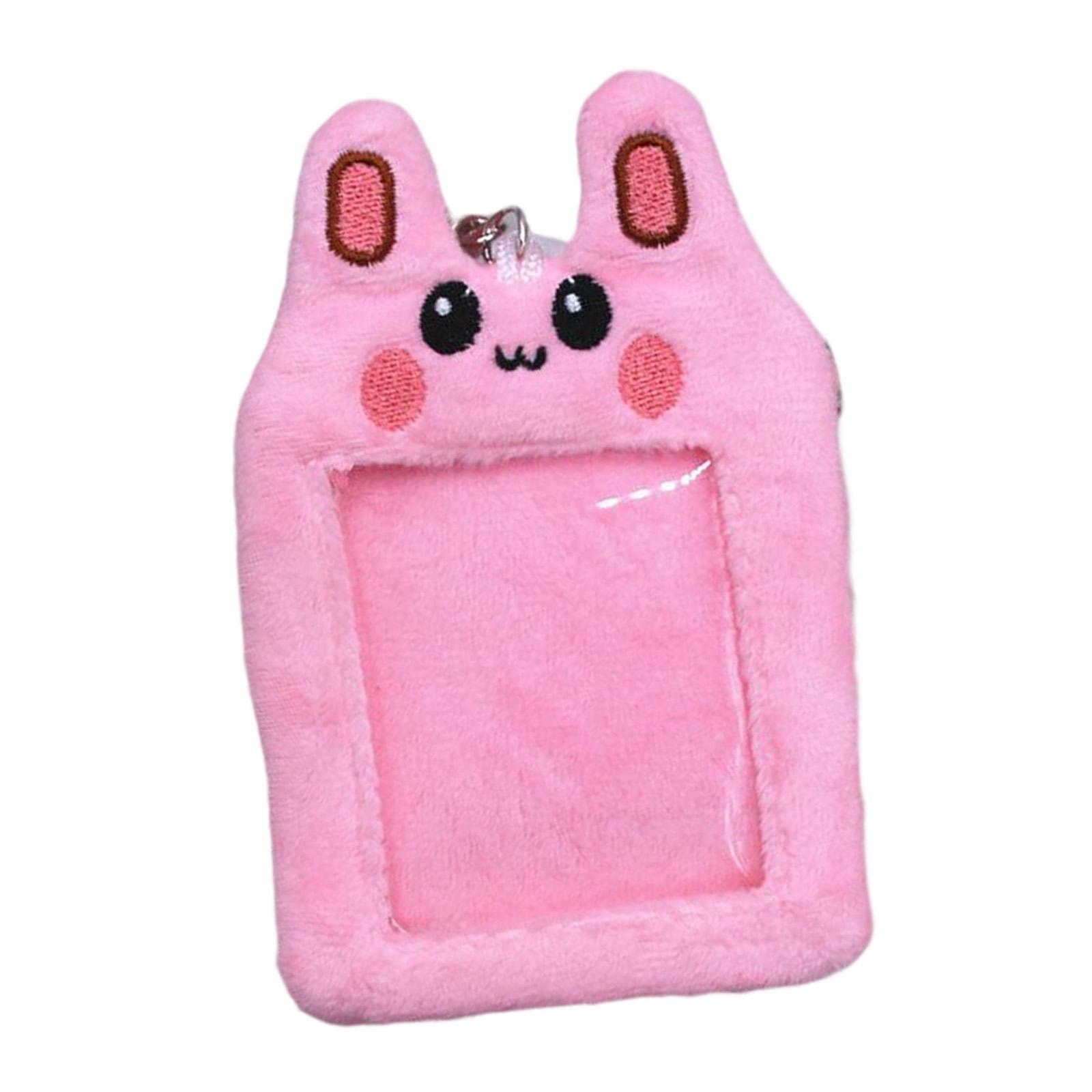 Plush Photocard Holder Cute ID Card Holder Pendant Keychain Photo Sleeves Protector for Household, Wedding, Driver Licenses, Bus Card