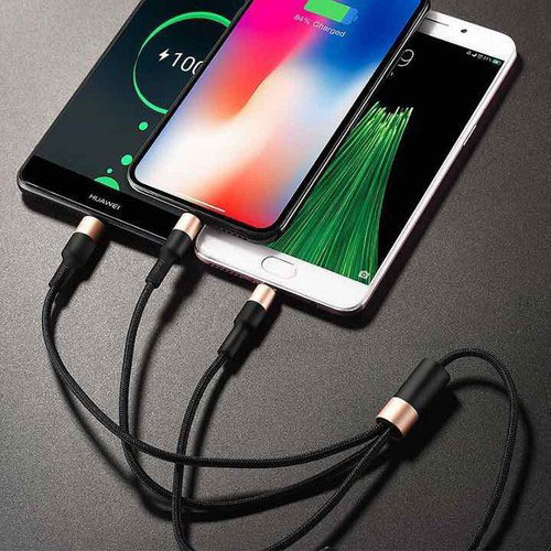 Dây sạc Iphone, Samsung, Oppo, type C, Micro USB Hoco X26, Cáp sạc lightning chính hãng 3 đầu ra sạc được mọi dòng máy - Hàng Nhập Khẩu