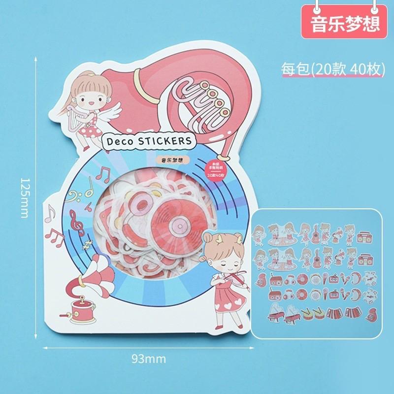 Sticker / Hình dán Túi 40pcs Cậu Bé/Cô Bé Mùa Hè Dễ Thương