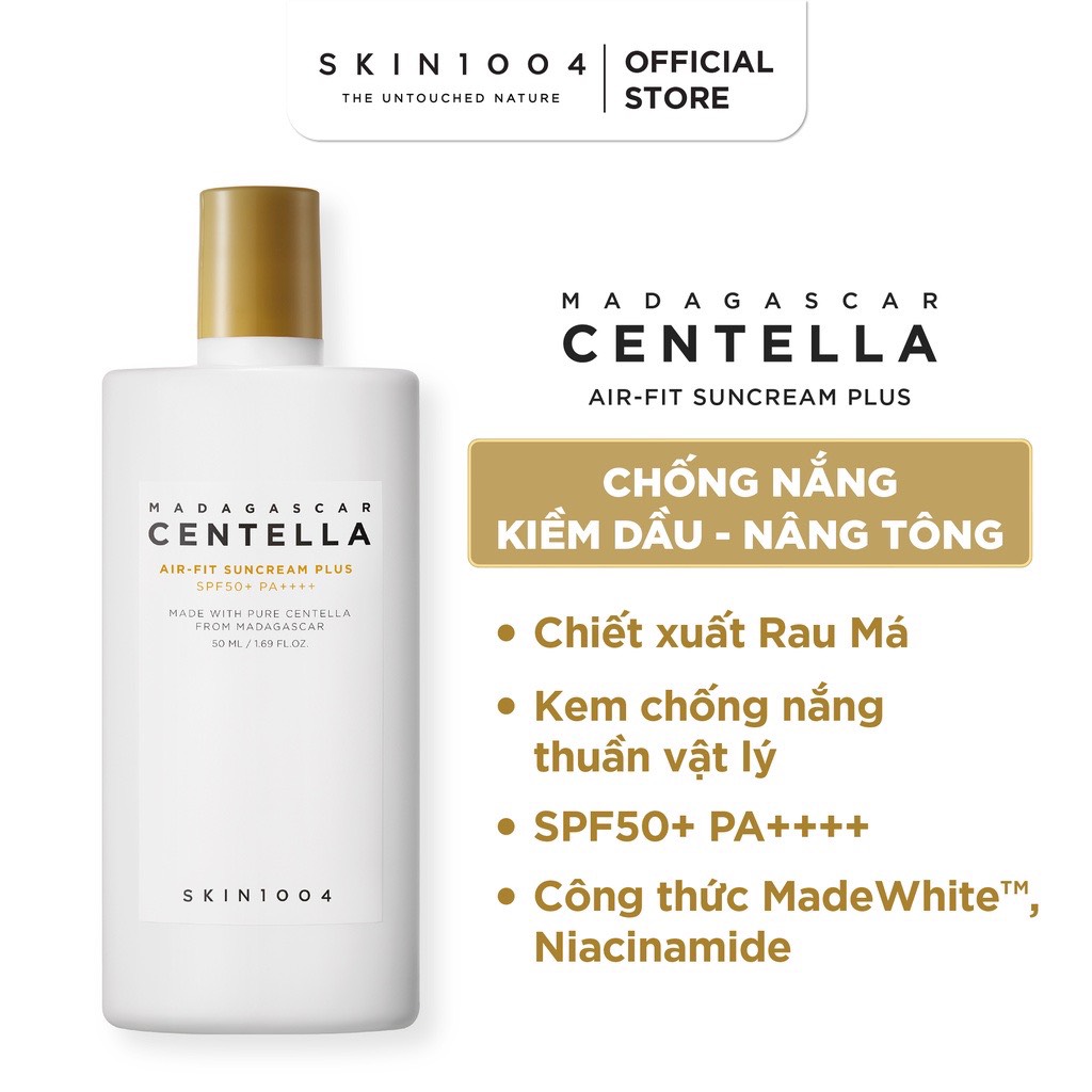 Combo Skin1004 Madagascar Centella Kem chống nắng Air-Fit SunCream Plus 50ml & Tinh chất rau má Ampoule 100ml