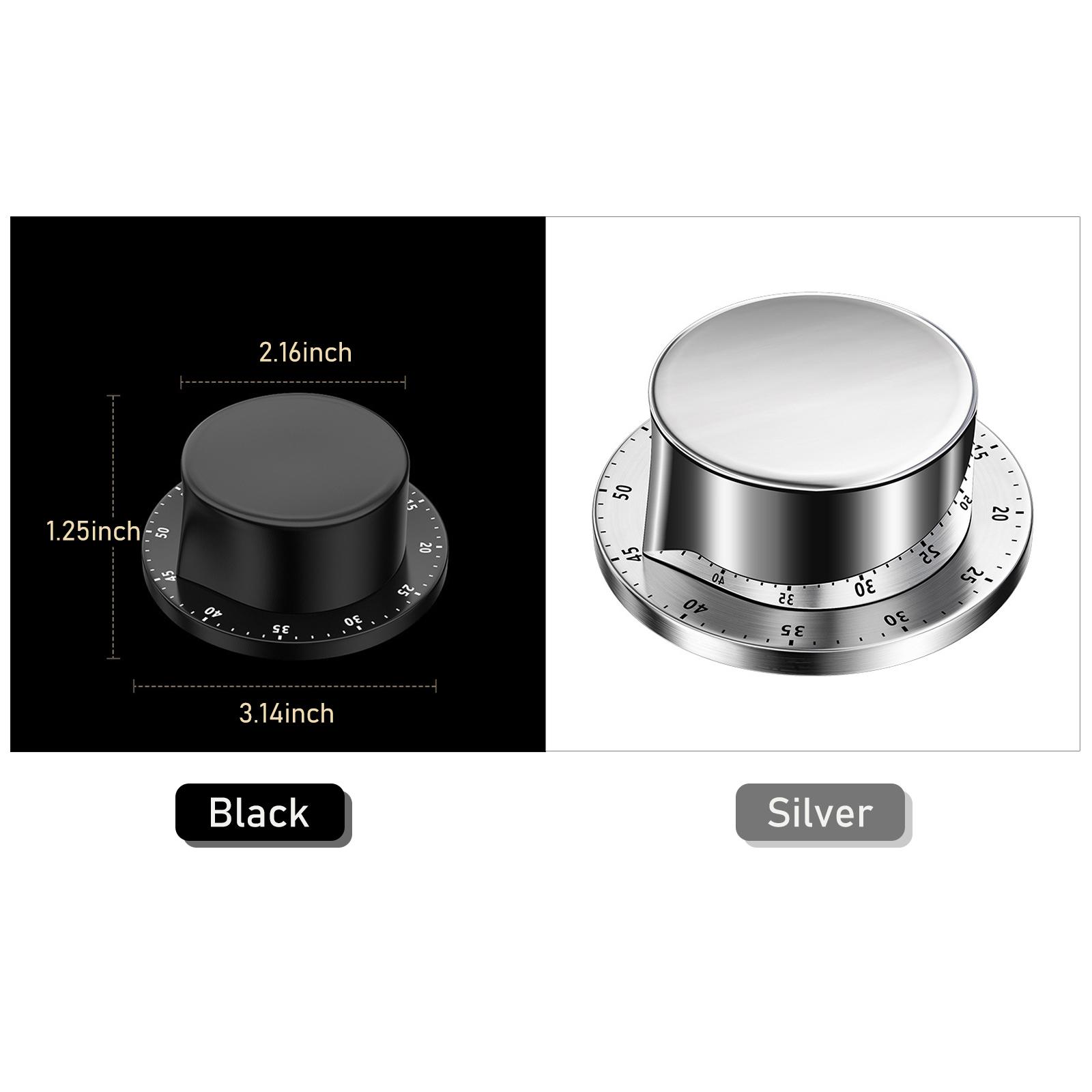 Kitchen Timer No Battery Timer Manual Stainless Steel Mechanical Rotating Alarm Magnetic Backing Time Management Timer