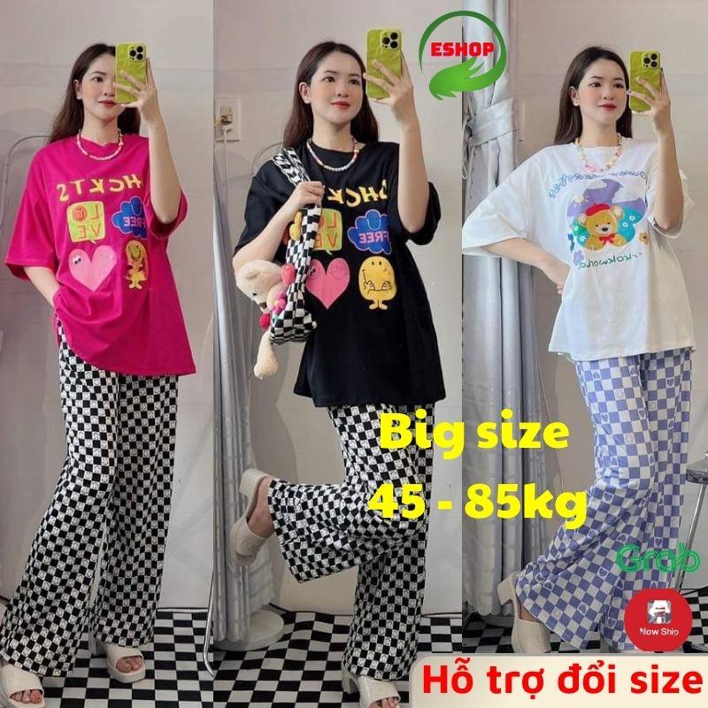 Đồ bộ nữ quần ống suông nữ cạp cao bigsize ESHOP quần thun gân len tăm cotton form rộng tay lửng co giãn đẹp DB36