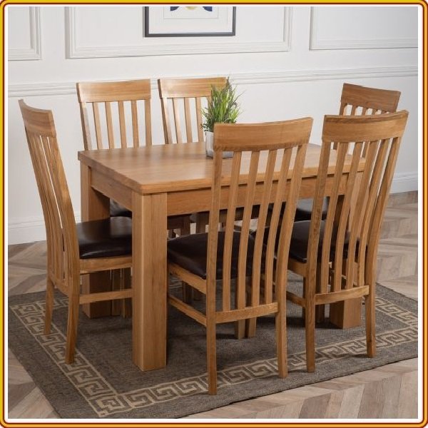 Bộ bàn ăn Rustic Oak bàn 1m2, kèm 6 ghế juno sofa