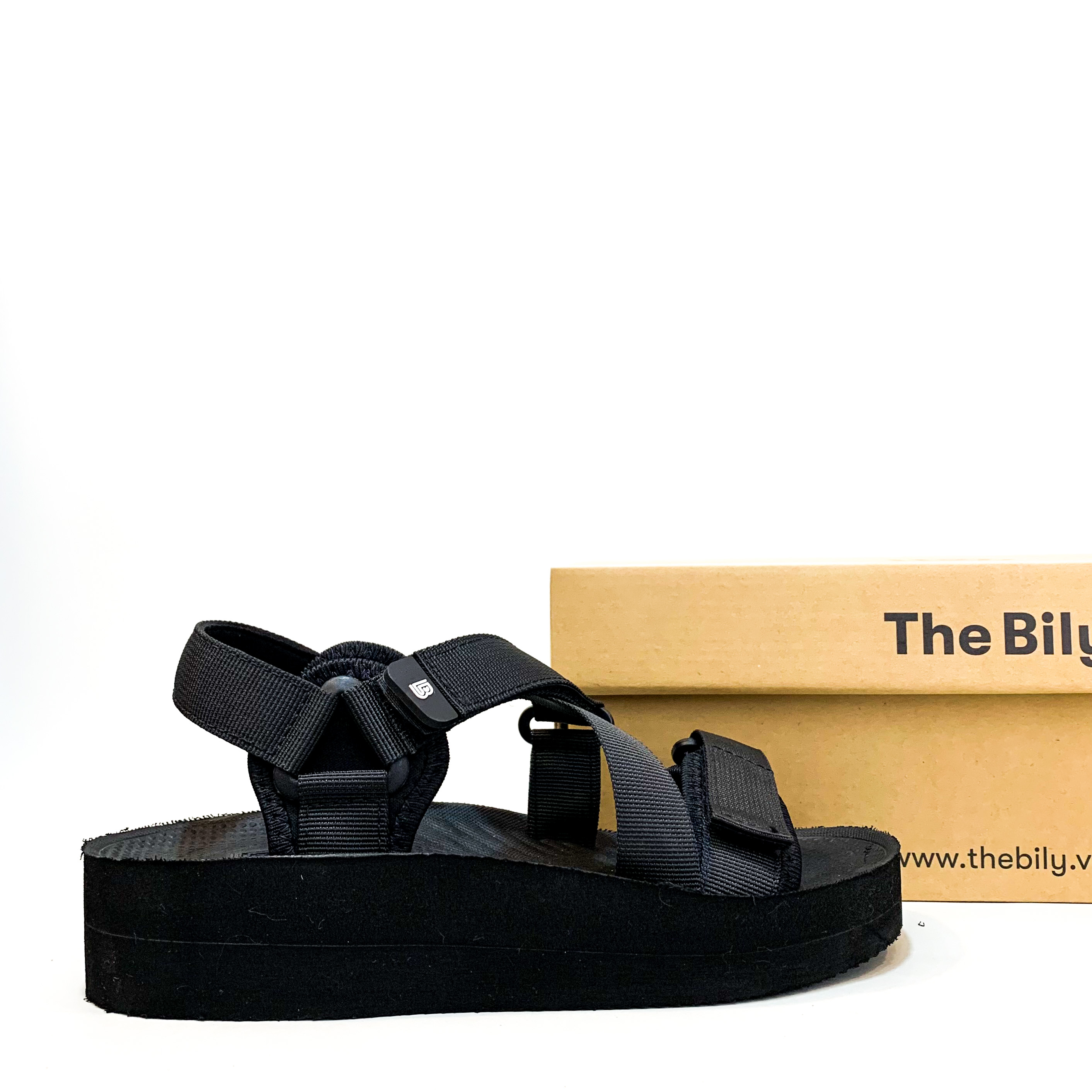 Giày Sandal Nữ The Bily 02W Quai Chéo Đôi - Màu Đen BL02WD