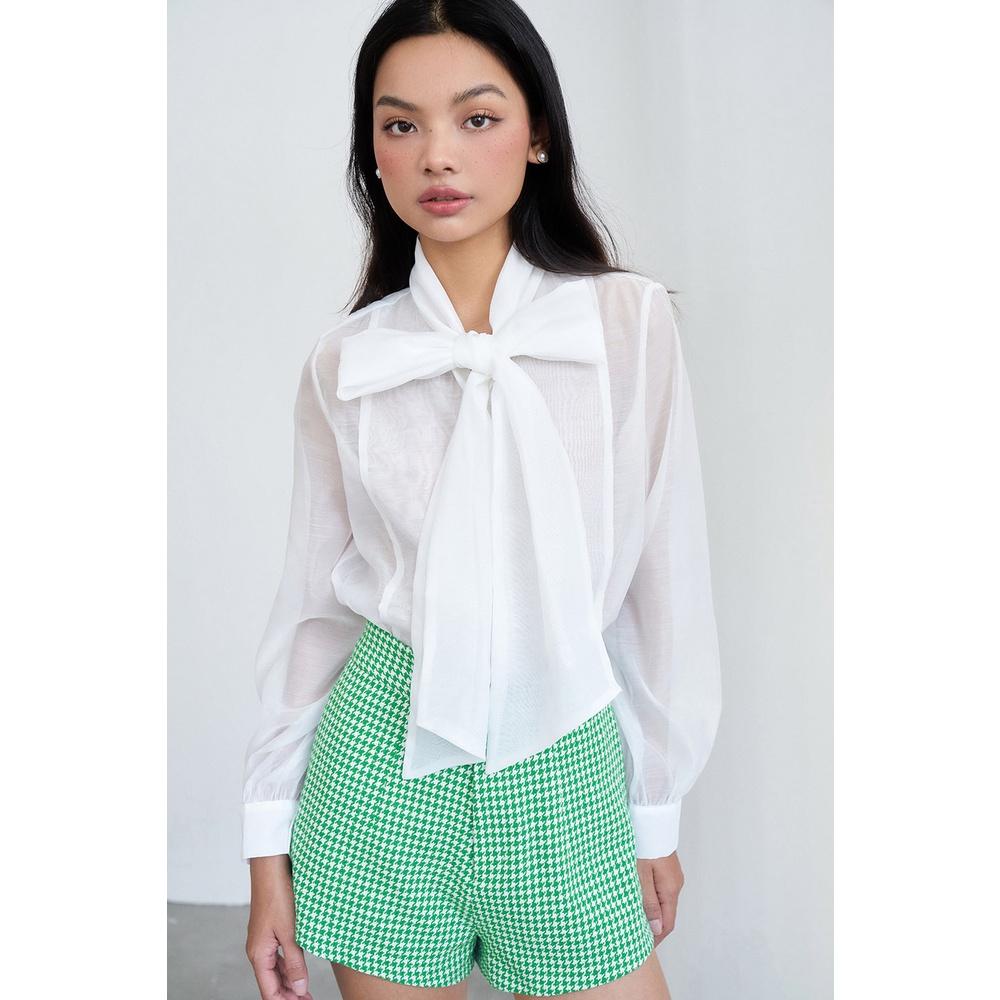 DOTTIE - Áo sơmi cột nơ vải organza nữ T0591