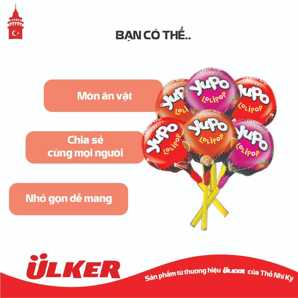 Kẹo mút nhiều vị ULKER YUPO LOLIPOP vị Dâu/ Cam/ Cola 11g