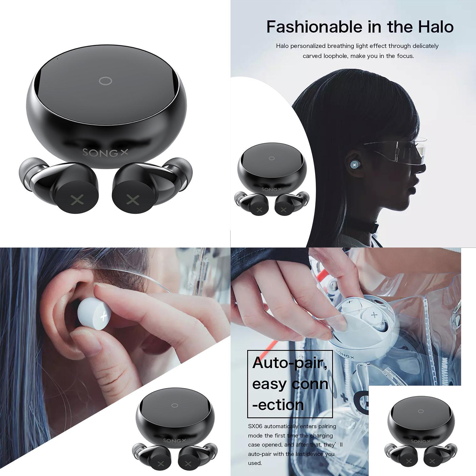 True Earbuds Headphones with Charging Case Waterproof  Stereo Earphones Built-in Mic Headset