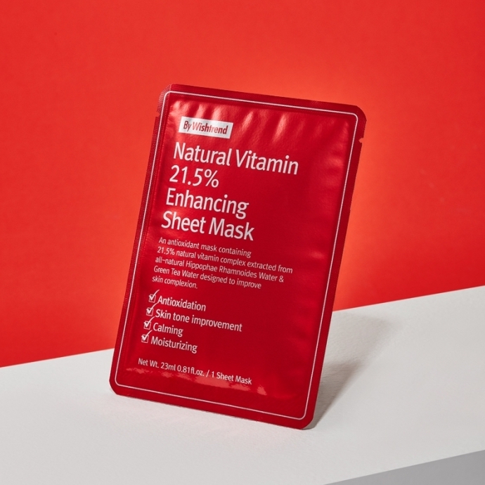 Mặt nạ giấy dưỡng trắng da làm mờ vết thâm By Wishtrend Natural Vitamin C 21.5 Enhancing Sheet Mask 23g