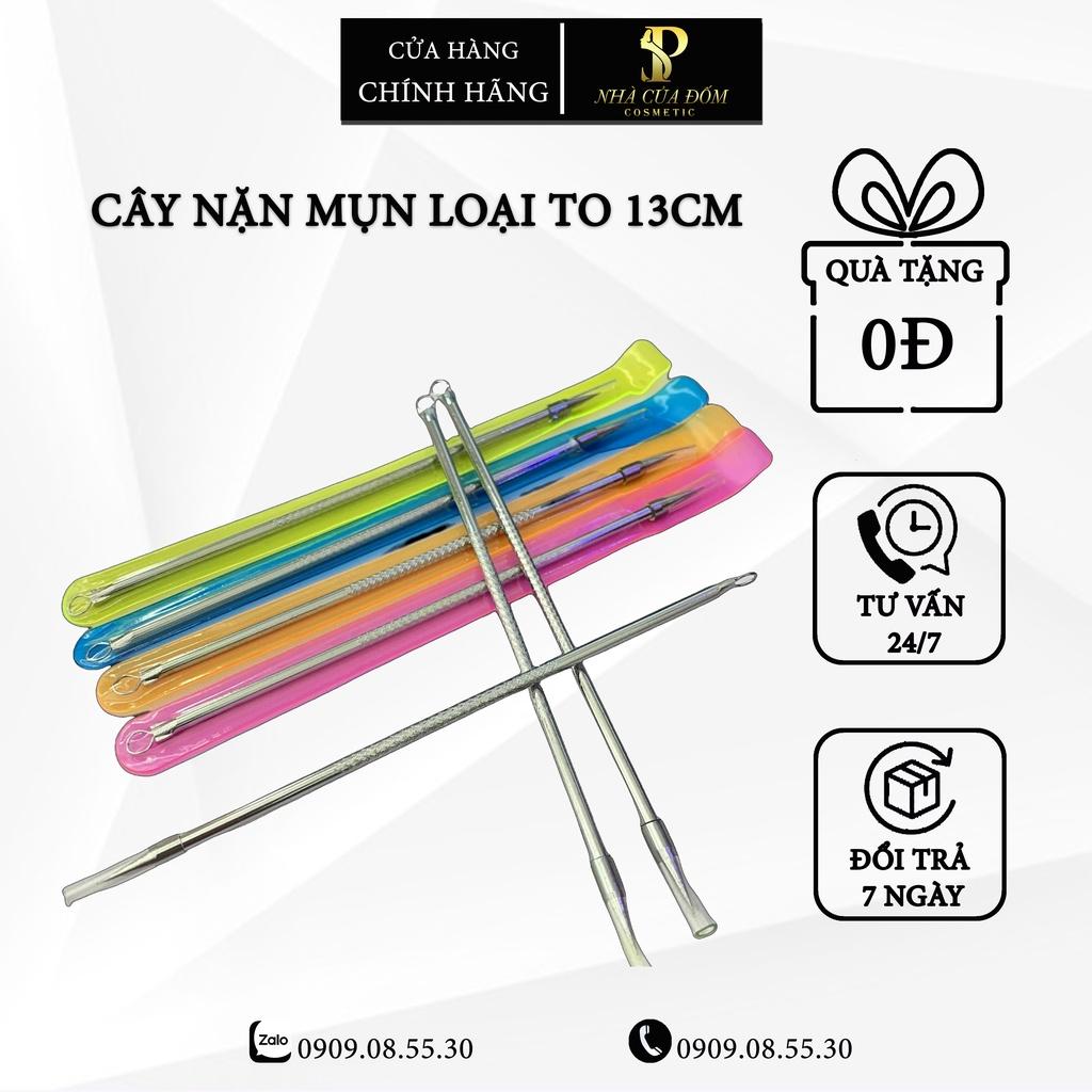 Cây nặn mụn 2 đầu - que nặn mụn cao cấp inox - loại lớn 13cm (có bao đi kèm)