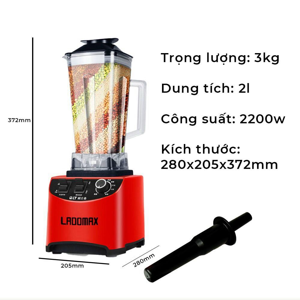 Máy xay sinh tố công nghiệp Ladomax , cối nhựa 2lit, công suât 2200W, màu ngẫu nhiên-hàng chính hãng