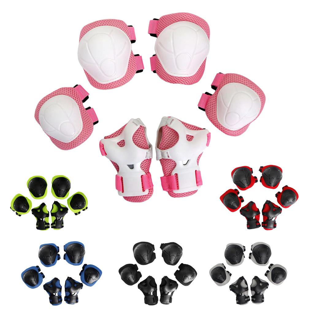 6 Pcs Kid Child Roller Skating Bicycle Bike Knee Wrist Elbow Pad Sets - 6 colors to choose