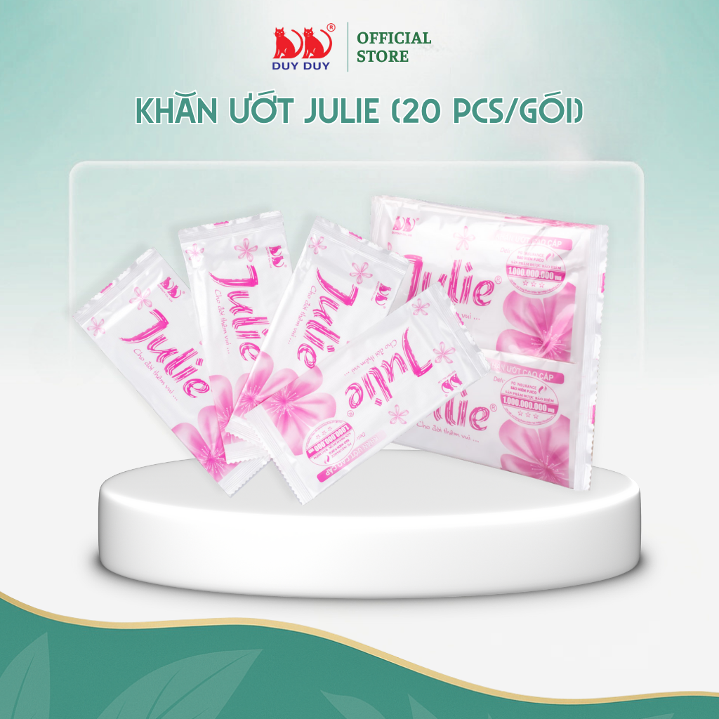 Combo Khăn lạnh dùng một lần Julie vải lưới 20 cái (18x20cm) hương hoa hồng không hóa chất dùng một lần tiện lợi