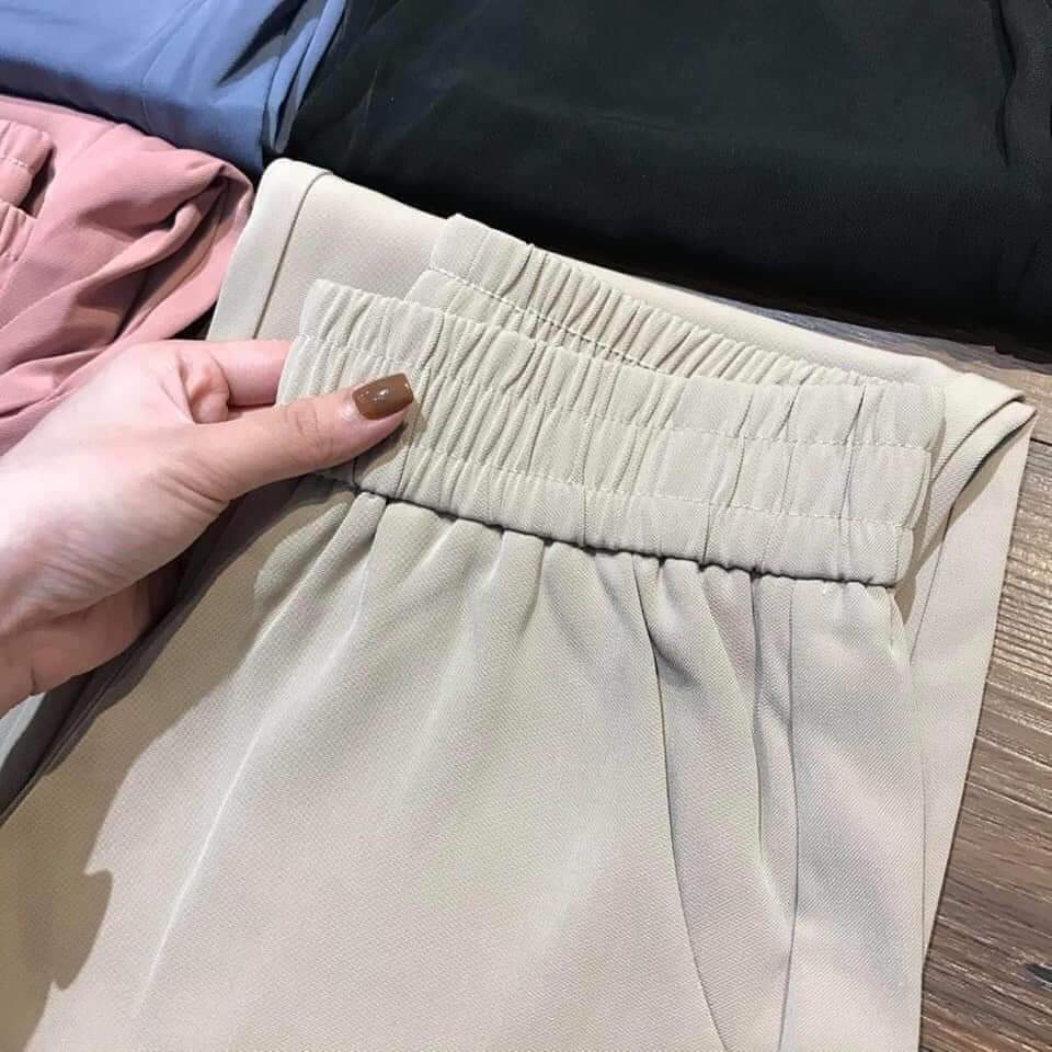Quần Bagy Cạp Chun Nữ Chất Vải Mềm Mịn Mát Màu Kem Sz M (56-62kg) (Mẫu 1)