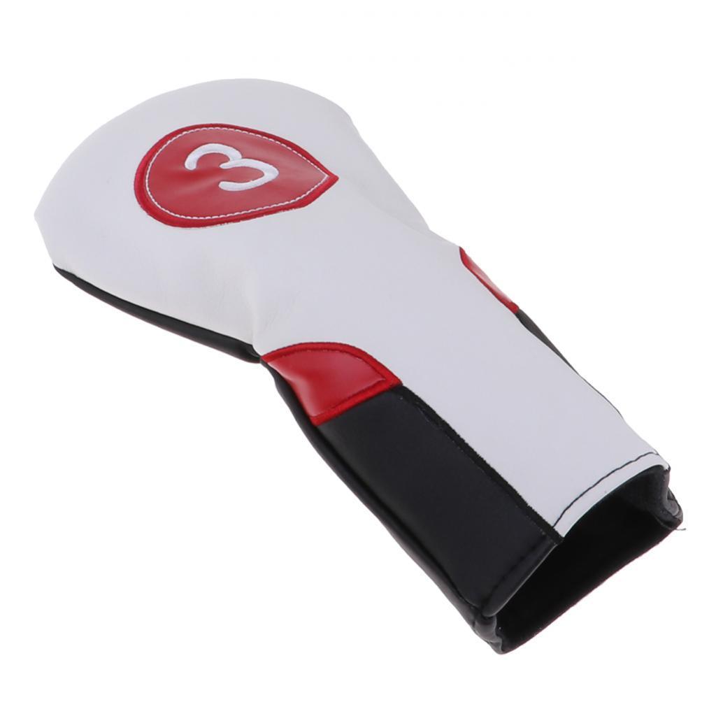 3xSports Golf Club Headcover 460cc Driver Wood Head Cover No. 1 3 5 White 3