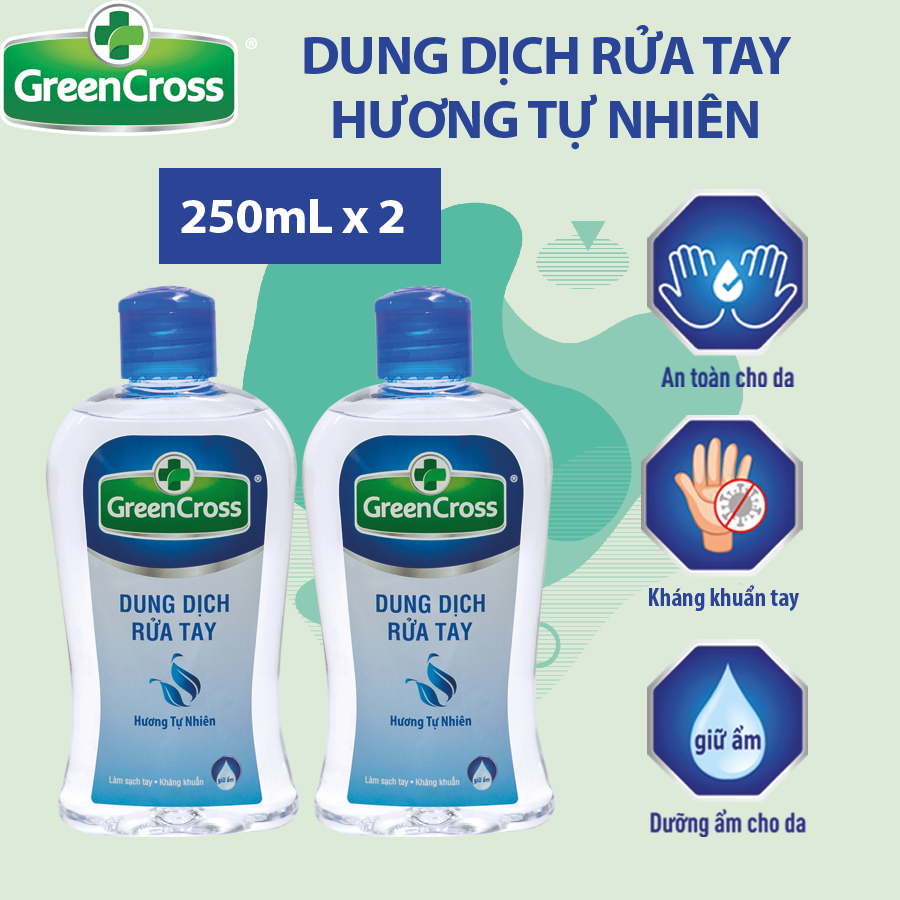 Combo 2 chai Nước rửa tay Green Cross - Dung tích 250ml