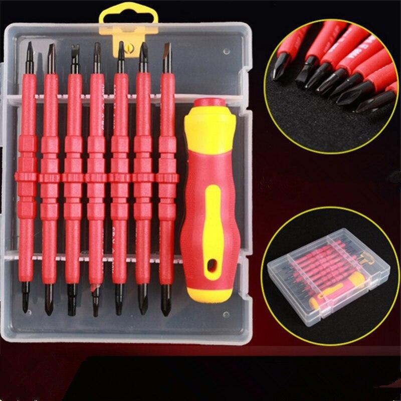High Quality 8PCS VDE Electricians Screwdriver Set Tool Electrical Fully Insulated High Voltage Multi Screw Head Type