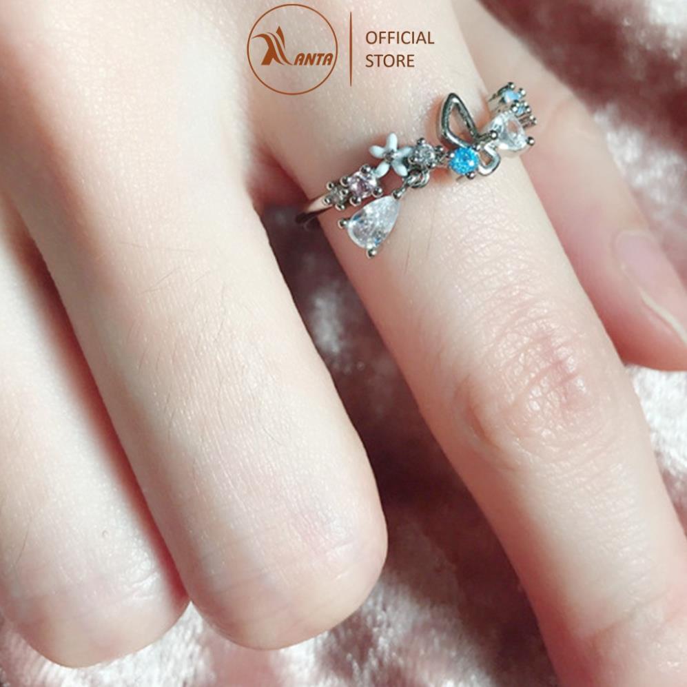 Nhẫn hoa, đính đá pha lê nhân tạo cá tính cho nữ ANTA Jewelry ATJ7034