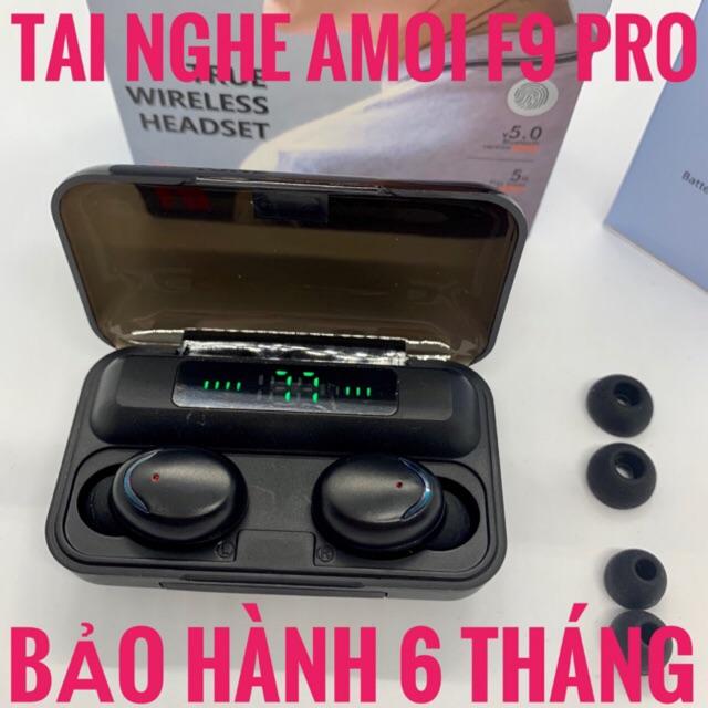 Tai Nghe Bluetooth Amoi F9 PRO Cảm Ứng - Tiếng Anh - Pin Siêu Trâu - Chống Nước - Kiêm Sạc Dự Phòng