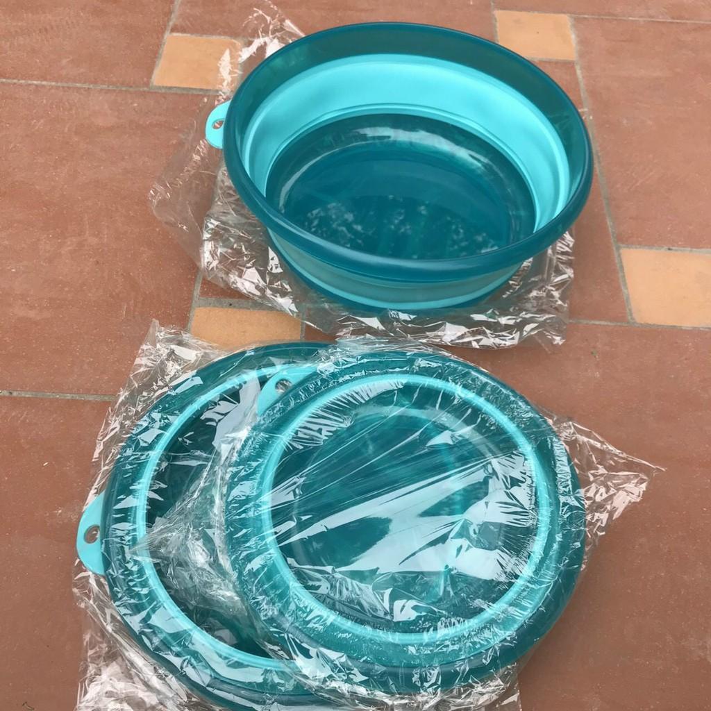 Thau trộn mồi silicon gấp gọn