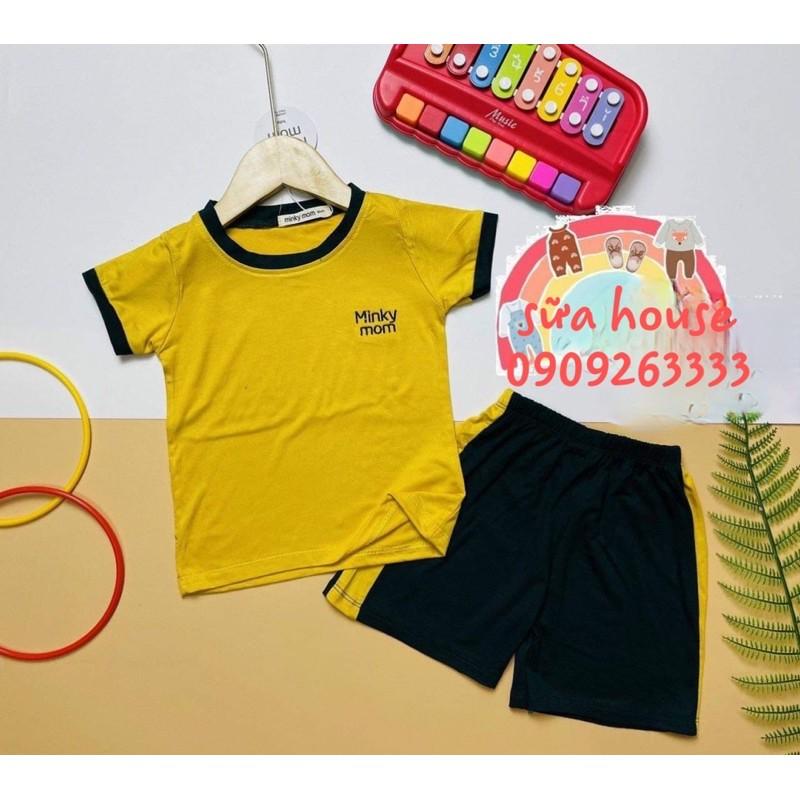 Bộ cộc thêu ngực trơn co giãn,mềm mịn cho bé từ 7-26kg