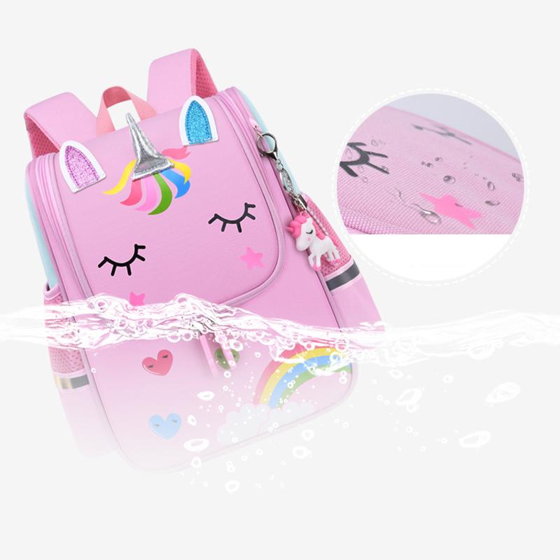 Cô Gái Học Túi Con Hồng Kỳ Lân Nylon In Hình Ba Lô Học Sinh Mẫu Nữ Dễ Thương Trẻ Em Schoolbag Chống Nước Kid