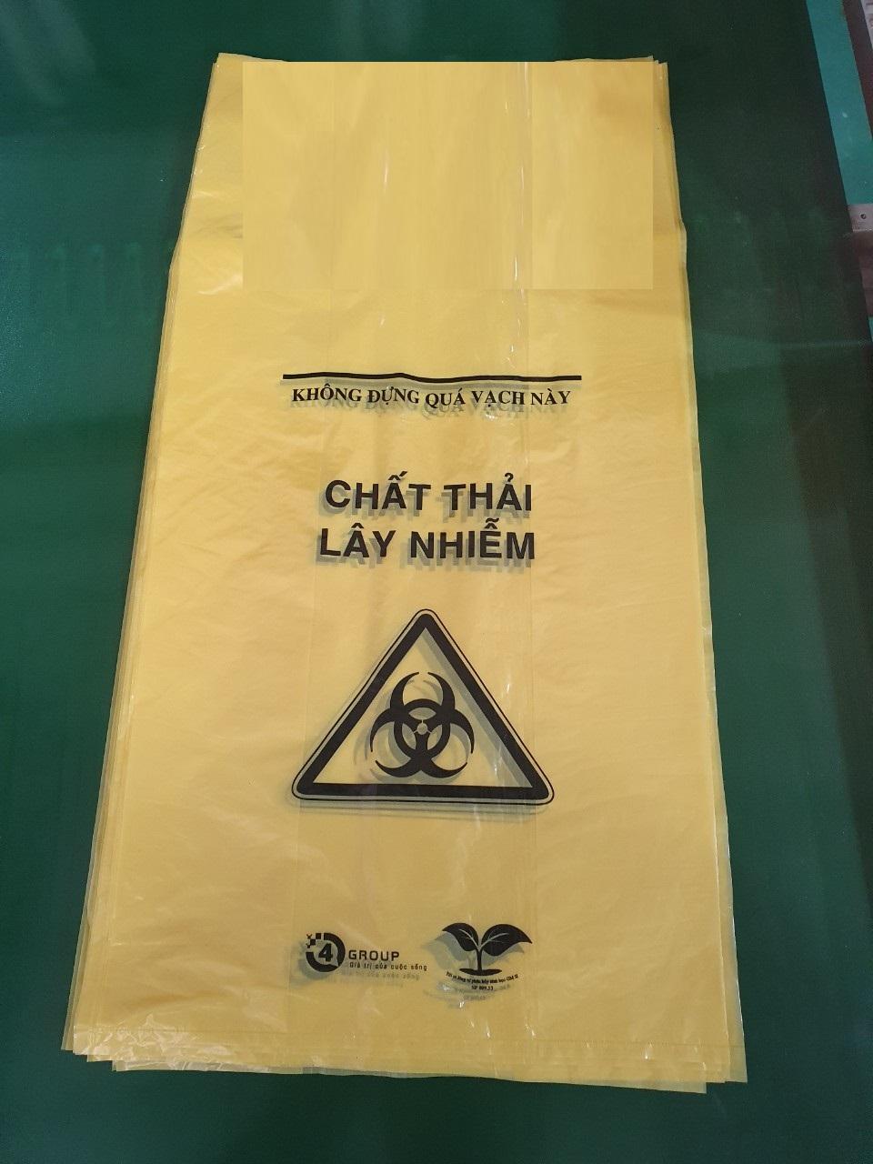 Túi đựng rác bệnh viện màu vàng in logo y tế