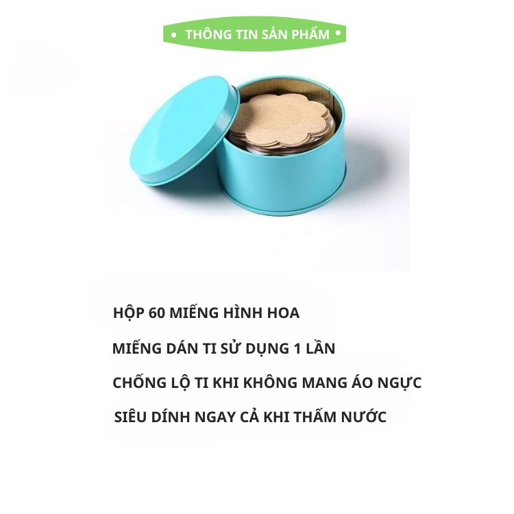 Hộp 60 Miếng Dán Ngực Giấy Dùng 1 Lần Hình Hoa Siêu Bám Dính Thông Hơi Thoáng Mát 307