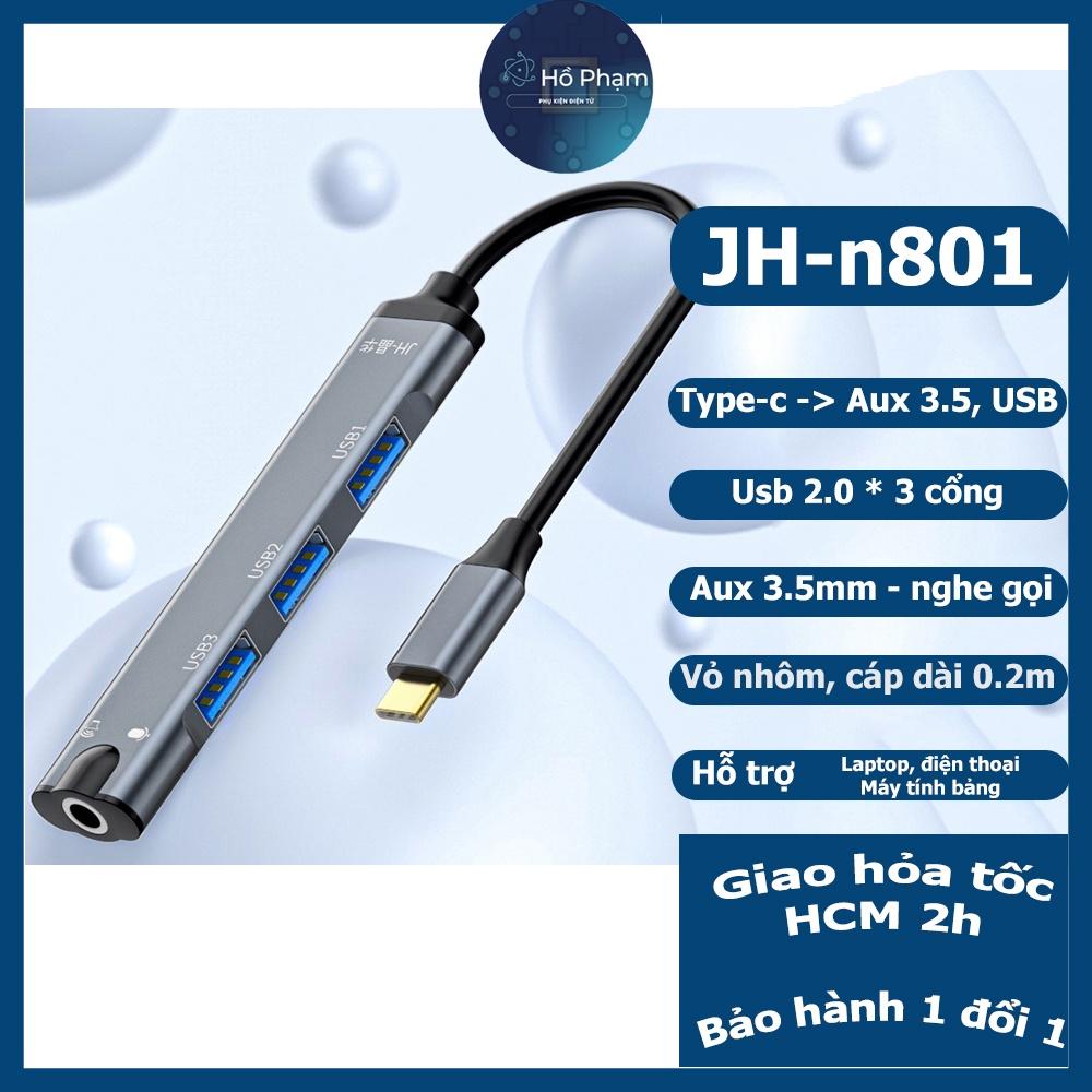 Hub chia usb a, usb type c ra tai nghe và usb 3.0 cho điện thoại, máy tính bảng, laptop - Jinghua