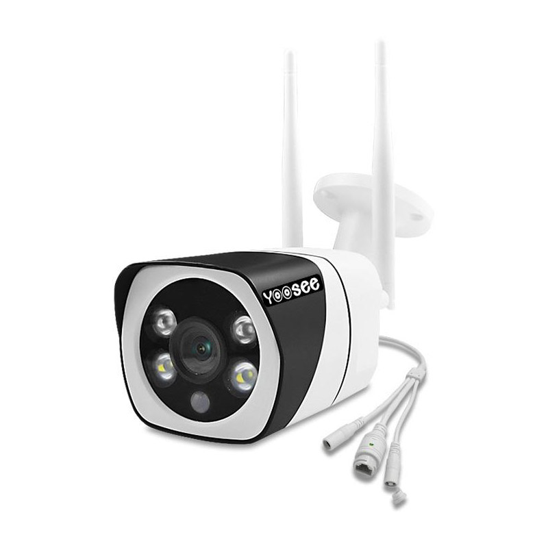 Camera IP Wifi Trong nhà Ngoài trời Yoosee 9104A 2 Râu thực FullHD 1080P 2 LED trợ sáng đàm thoại 2 chiều (Trắng) Hàng Nhập Khẩu