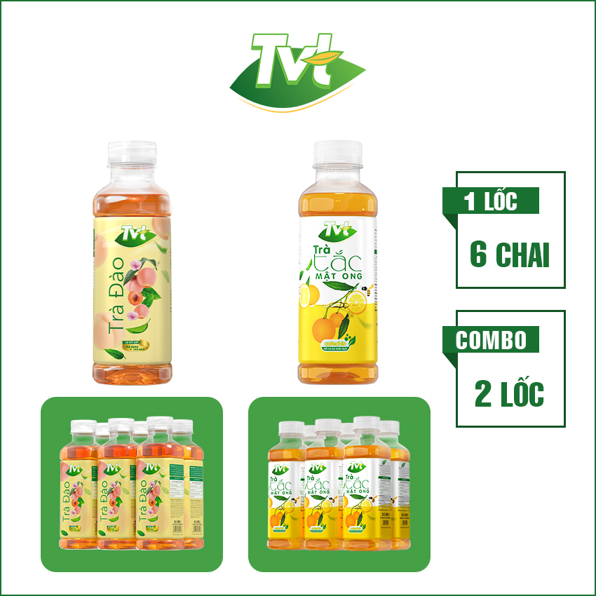 [Combo 12 chai 450ml] TVT trà Đào trà tắc mật ong tinh chất trà xanh, trà đen, chống oxy hóa, thanh nhiệt giải phóng độc tố cơ thể