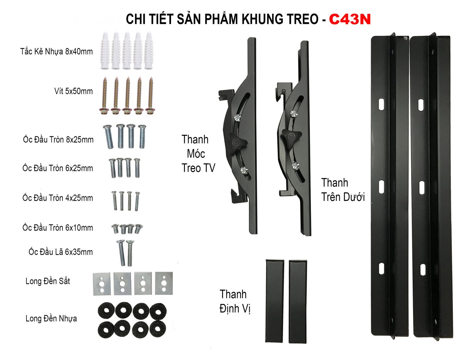 Khung Treo TiVi Nghiêng CP từ 19-43 inch C43N - Hàng Chính Hãng