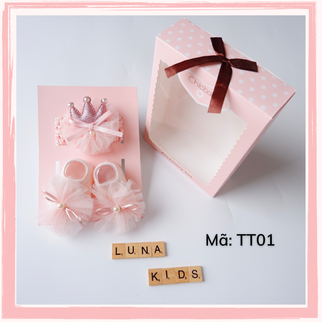 Set turban kèm tất cho bé gái, trẻ sơ sinh hàng Chicbaby - LunaKids [Ảnh thật