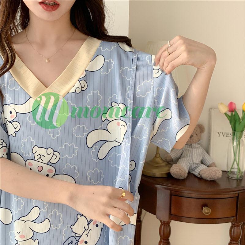 Váy ngủ bầu đẹp - Đầm mặc nhà Bigsize thời trang mùa hè thu cho bầu, béo sau sinh giá rẻ Freesize