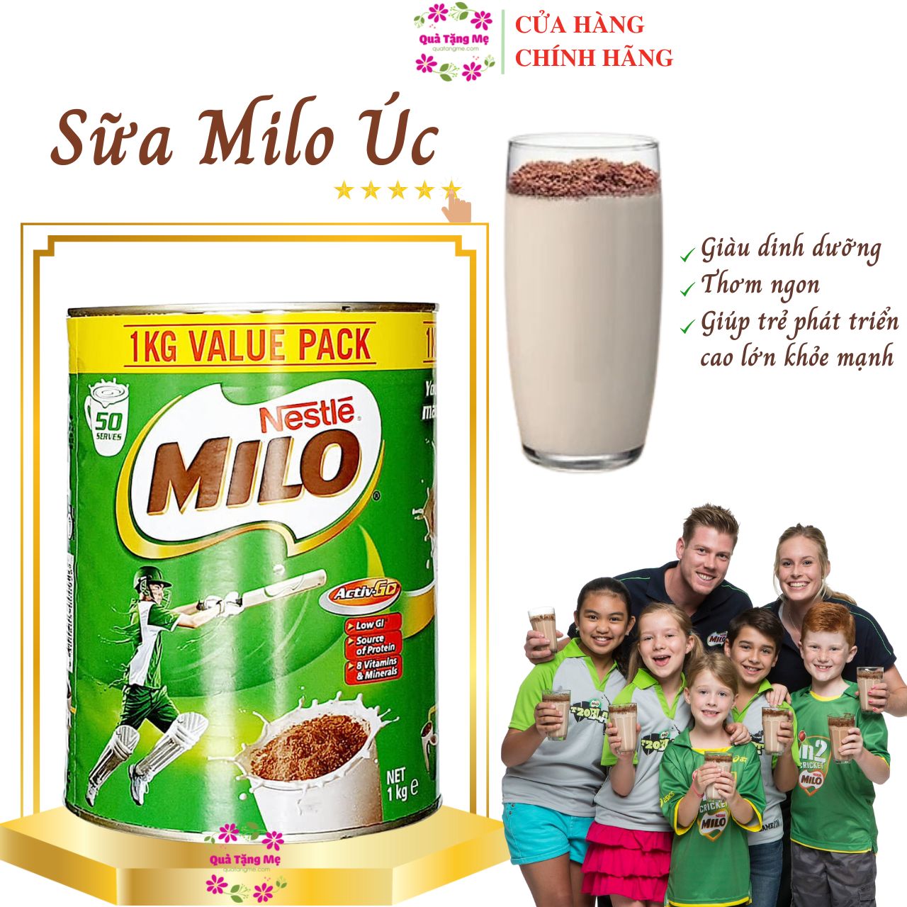 Sữa Milo Úc Nestle giàu dinh dưỡng giúp trẻ phát triển chiều cao và tăng cường sức khỏe - QuaTangMe Extaste