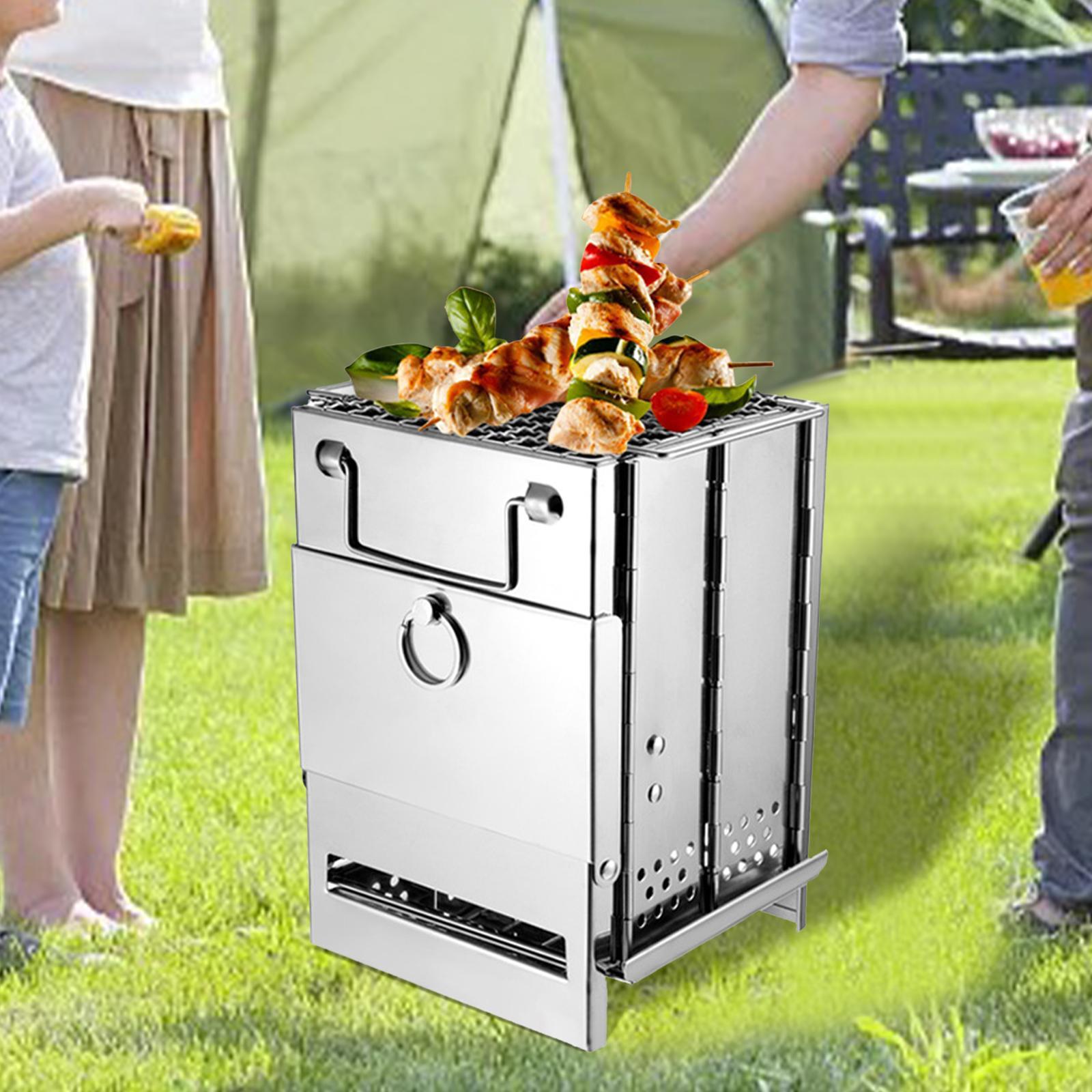 Mini Folding Camping Grill Stove Outdoor Stainless Steel for Hiking Travel