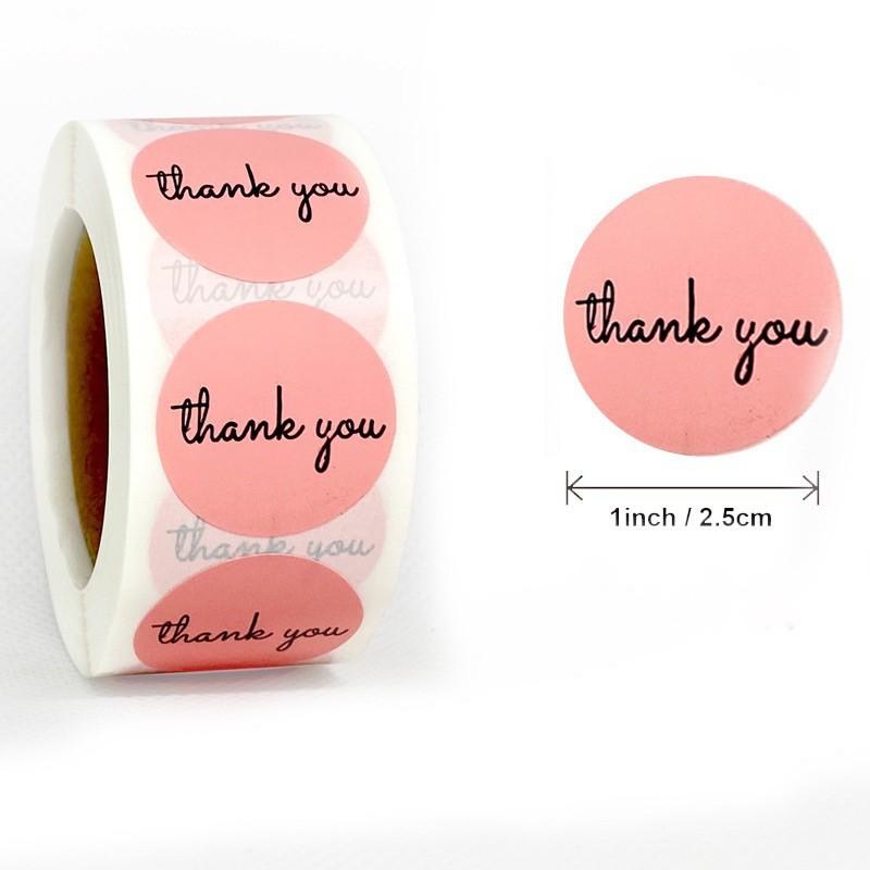 Sticker Thank You, Nhãn Dán Tròn, Cuộn 500 Sticker Chữ Thank You