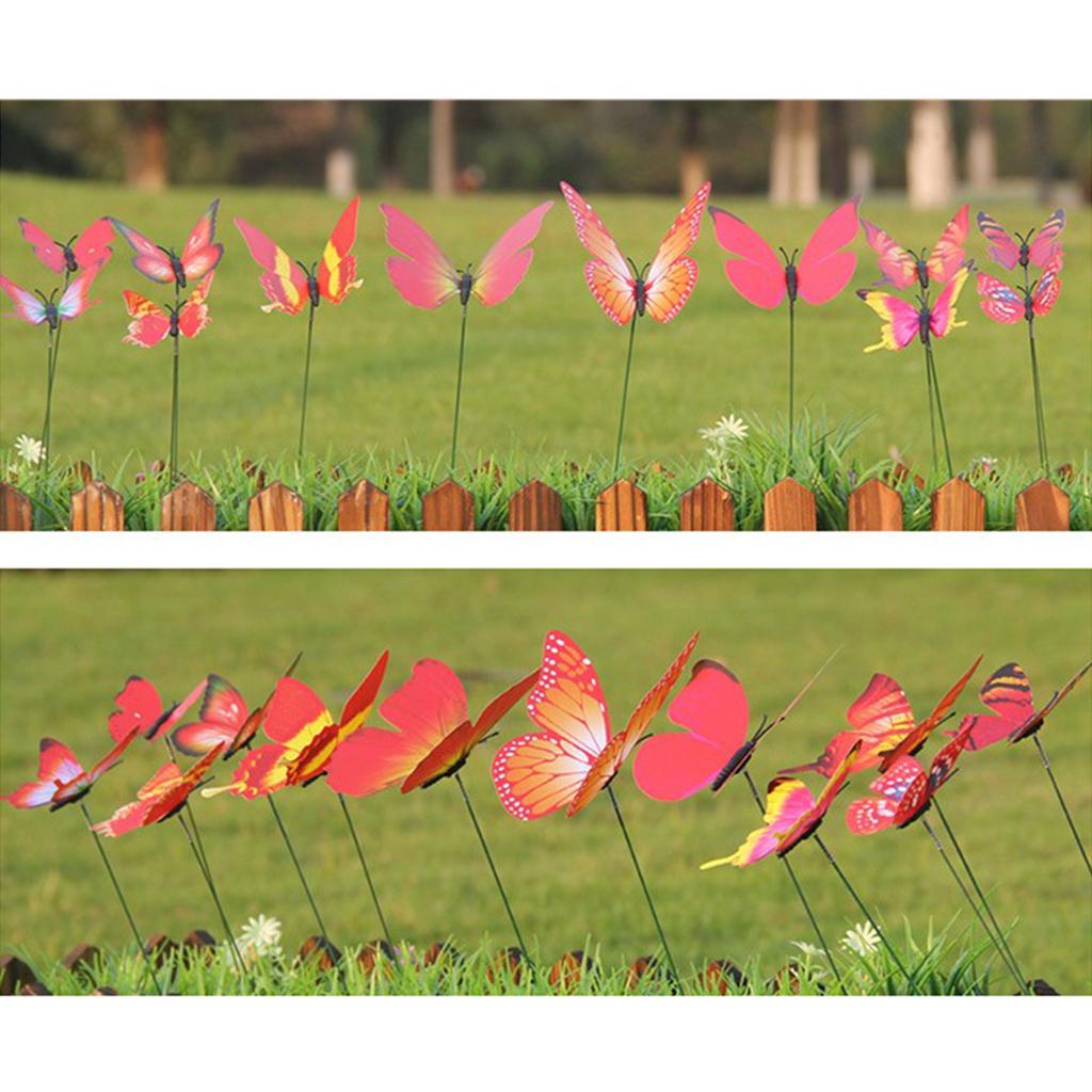 24 Pieces Garden Yard Planter Butterfly Stakes Red