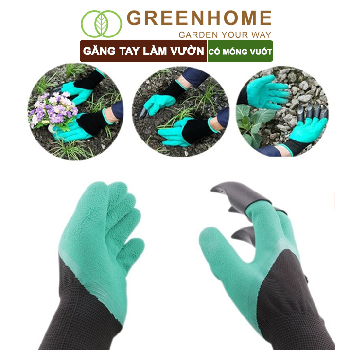 Găng tay làm vườn, có móng vuốt, độ bền cao, chống thấm nước, đào, xới đất, dễ vệ sinh |Greenhome