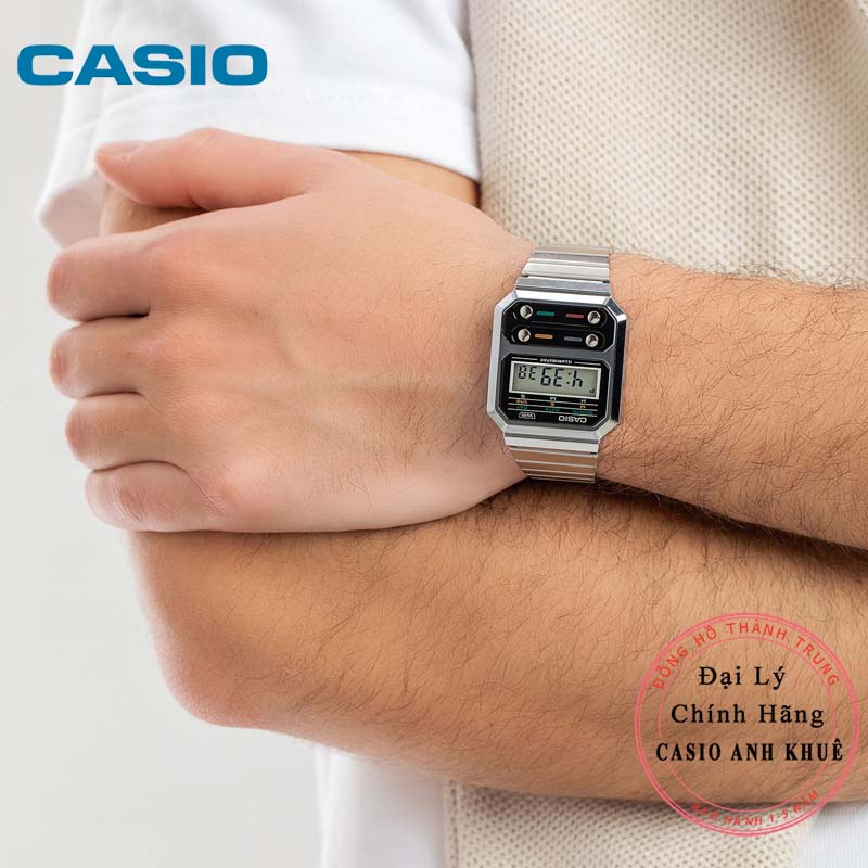 Đồng hồ dây kim loại Casio Standard chính hãng Anh Khuê A100WE-1ADF