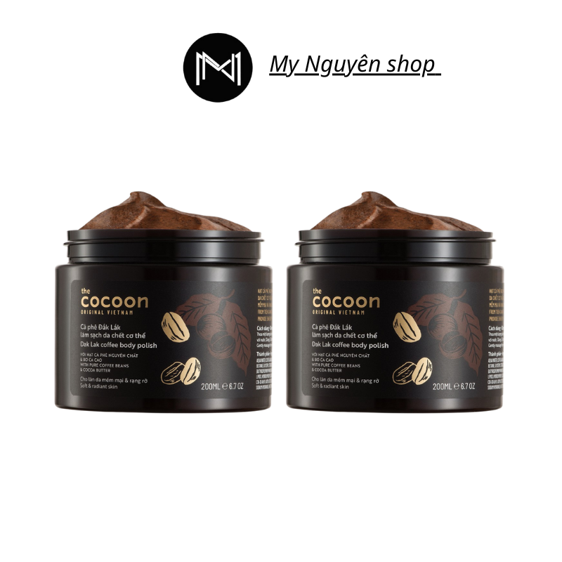 Combo 2 hũ Cà phê Đắk Lắk làm sạch da chết cơ thể Cocoon 200ml/hũ