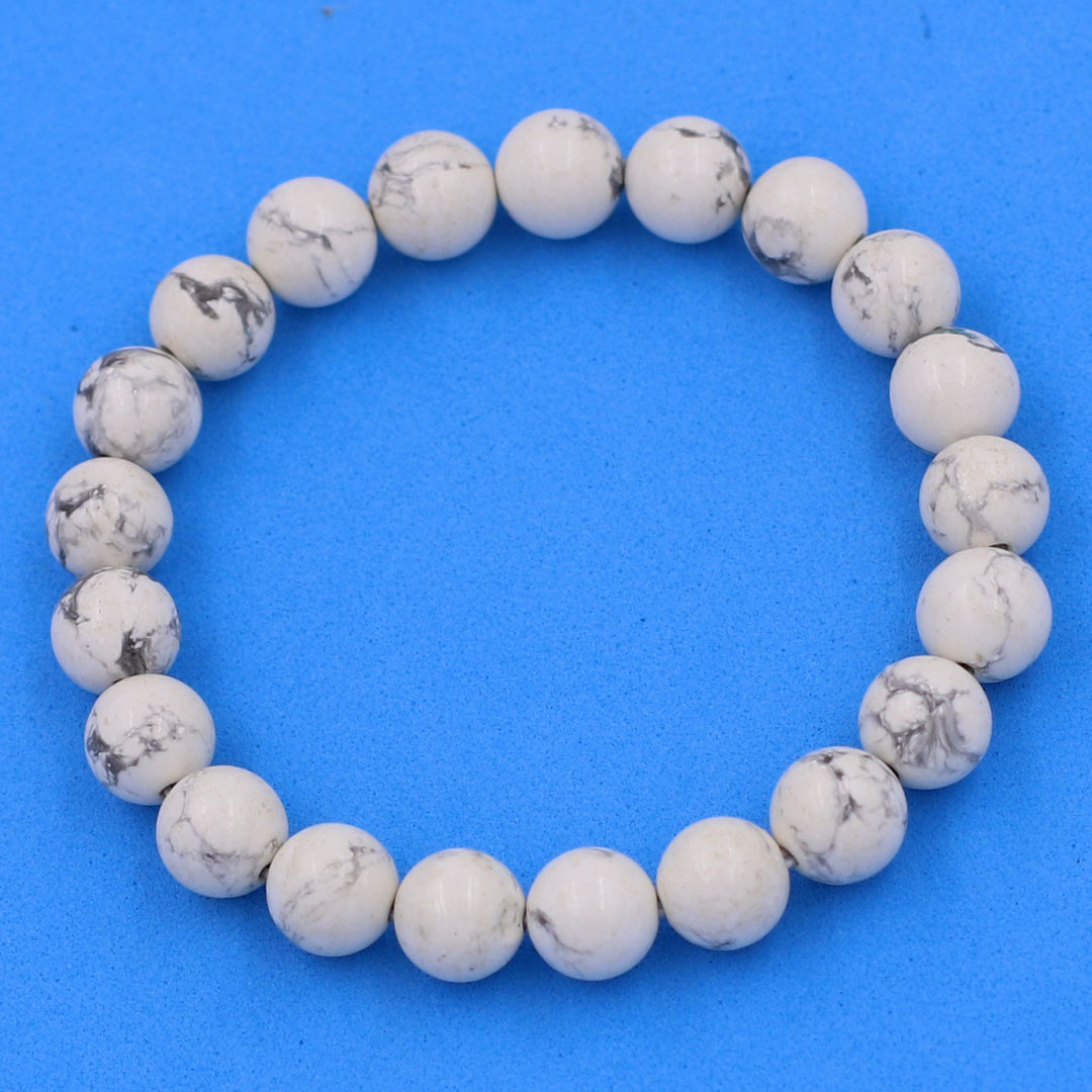 Vòng chuỗi đeo tay đá howlite 8 ly , vòng tay chuỗi hạt, vòng tay, hạt chuỗi