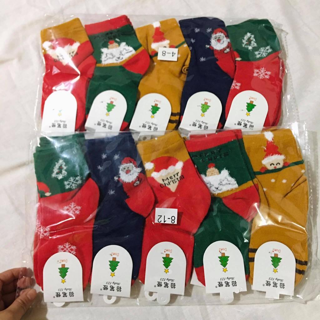 Tất noel cho bé set 10 đôi cao cổ họa tiết rực rỡ