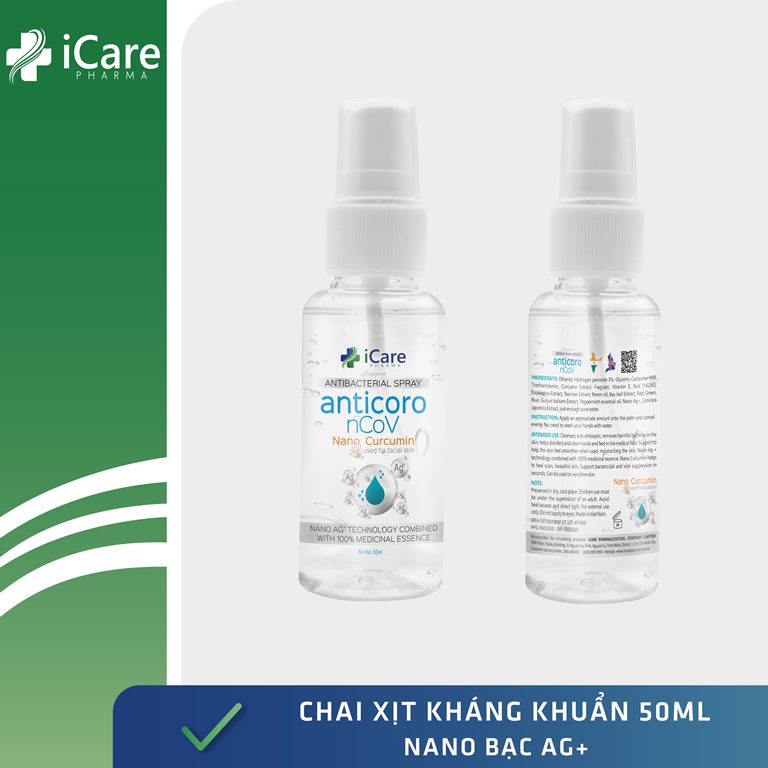 Chai Xịt Tay Kháng Khuẩn Nano Ag+ AntiCoro - Thương Hiệu iCare Pharma