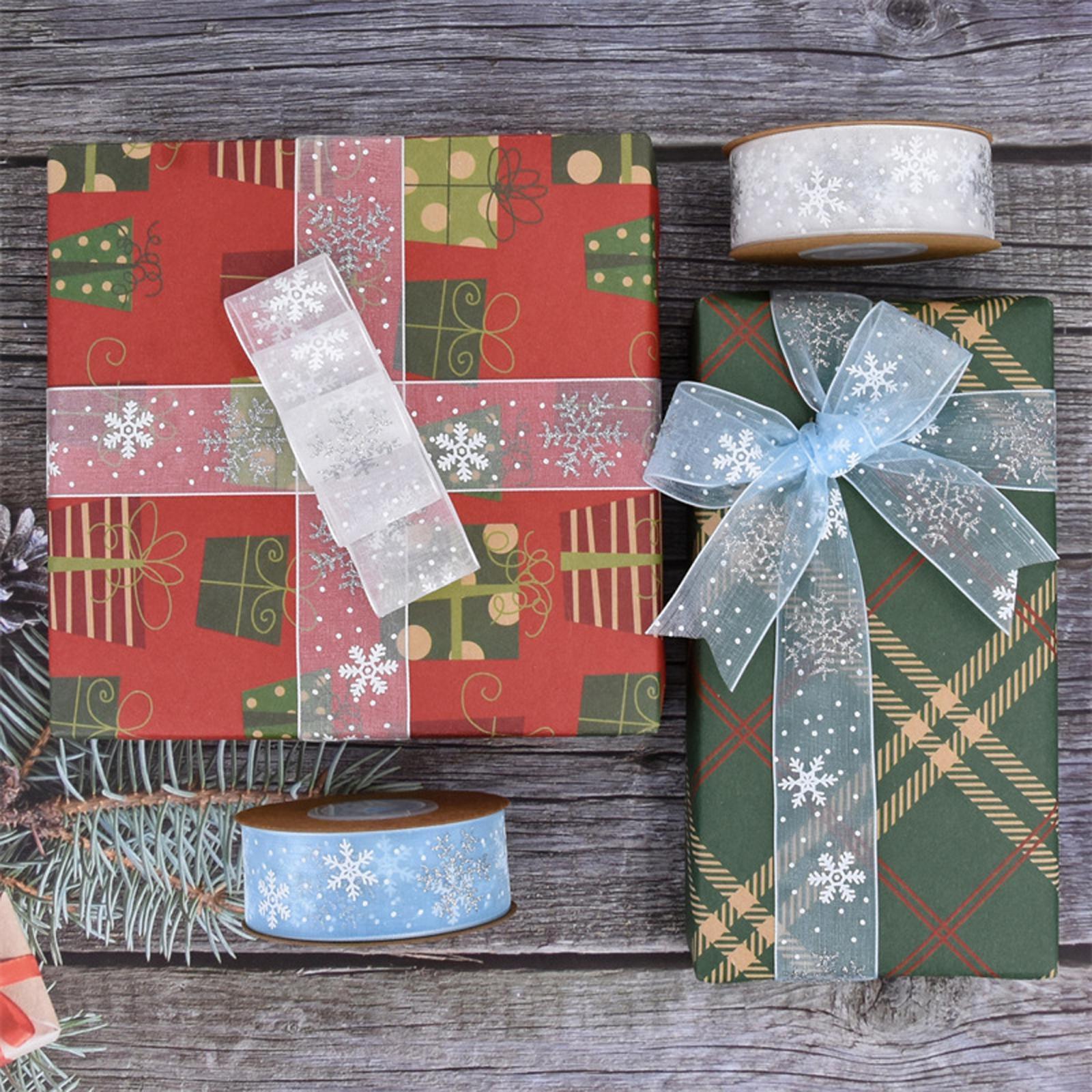 Christmas Tree Ribbon, Snowflake Ribbon Christmas Xmas Tree Decor, Christmas Snowflakes Printed Ribbon for Garlands ,