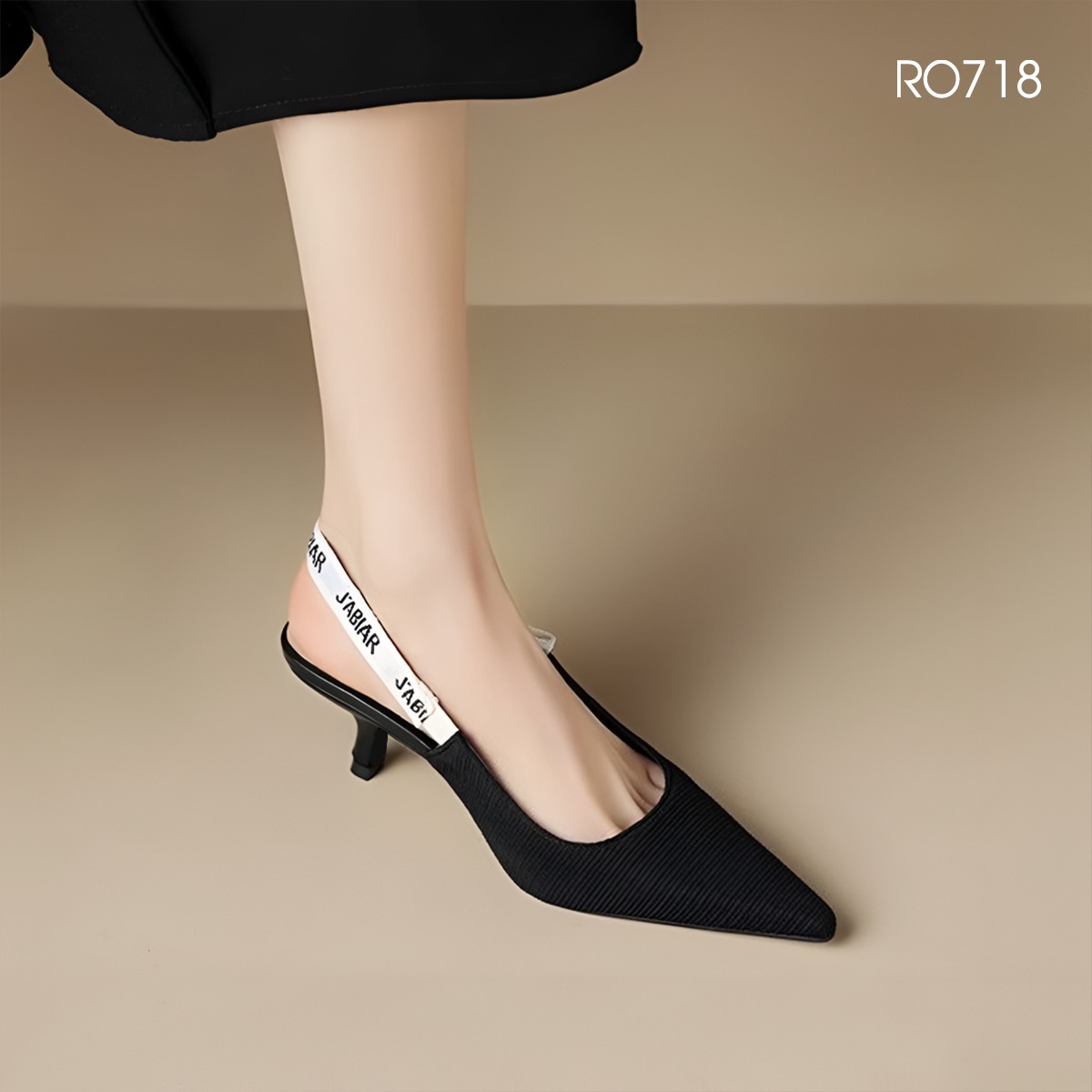 Giày cao gót nữ mũi nhọn, quai sau ROSATA RO718 -5p- Đen - HÀNG VIỆT NAM-BKSTORE