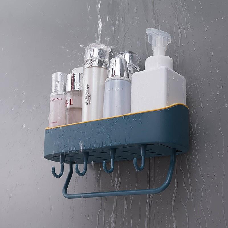 Khay Đựng Để Đồ Dùng Nhà Tắm Nhà Bếp Treo Tường Có 4 Móc Treo Siêu Tiện Dụng