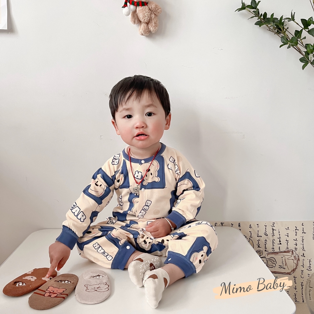 Tất vớ cổ ngắn tone nâu Hàn Quốc chống trơn trượt cho bé T01 Mimo Baby