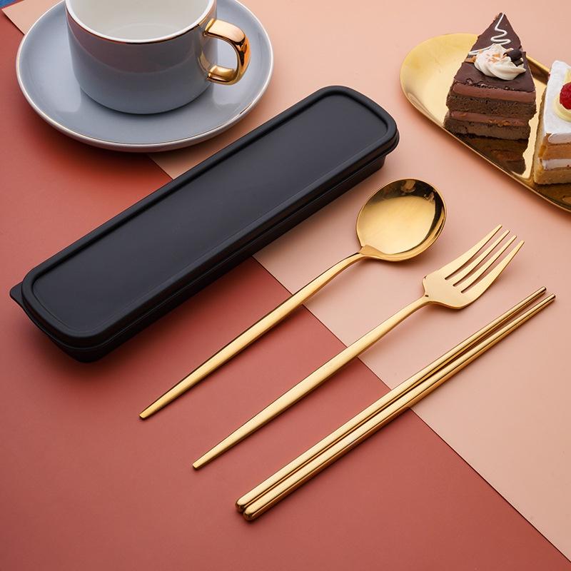 Bộ Muỗng Đũa Nĩa Thìa Dĩa JIASHI Inox 304 Cá Nhân, Văn Phòng Có Hộp Đựng Phủ Bóng Sang Trọng Tiện Lợi BMD01