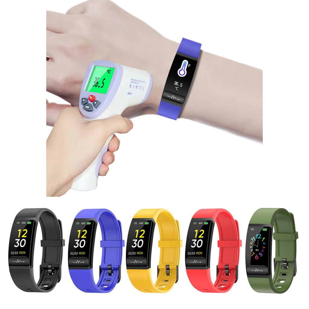 Smart Watch Tracker Body Temperature Blood Pressure Heart Rate IP67 Blue